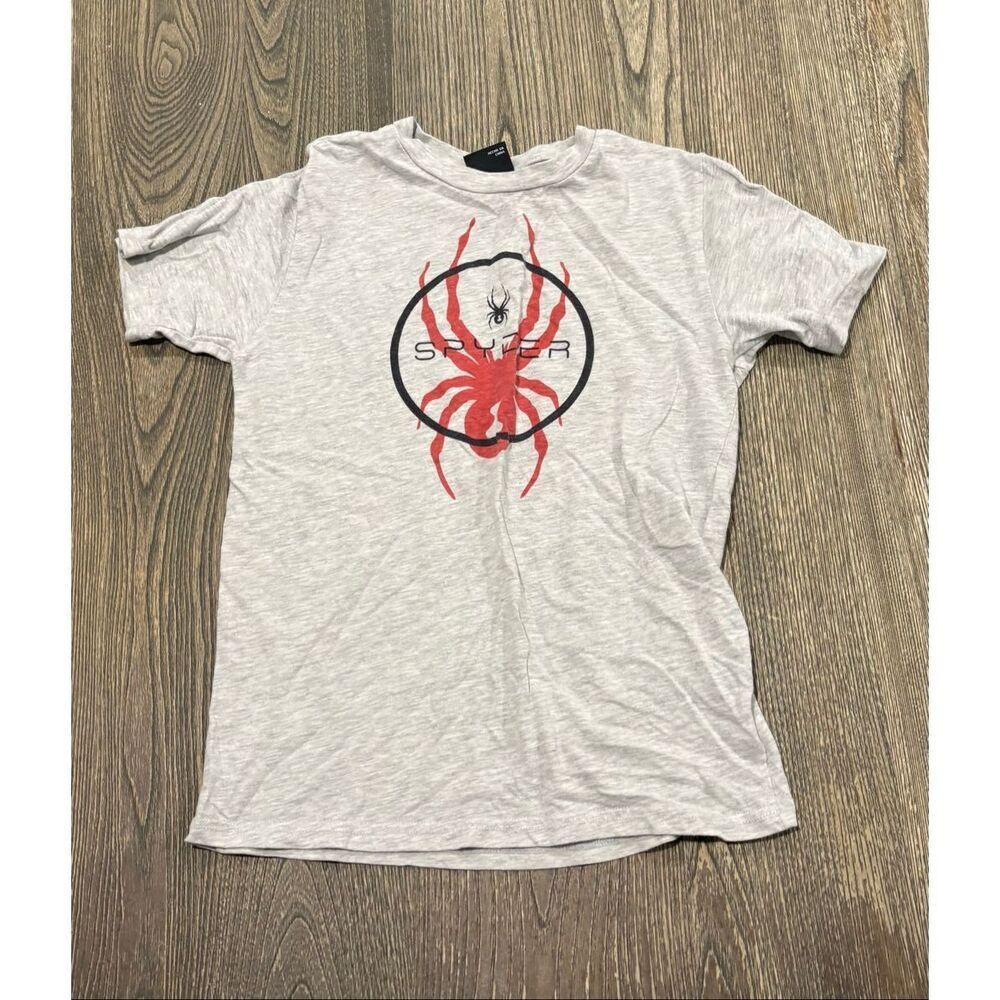 Spyder Youth Boys Logo Print T-Shirt Short Sleeve Crewneck Light Gray Size M